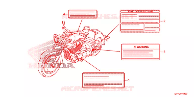 ETIQUETTE DE PRECAUTIONS (VT1300CRA/CR/CSA/CS/CTA/CT) Honda MOTO 1300 VT 2013  VT1300CSAD