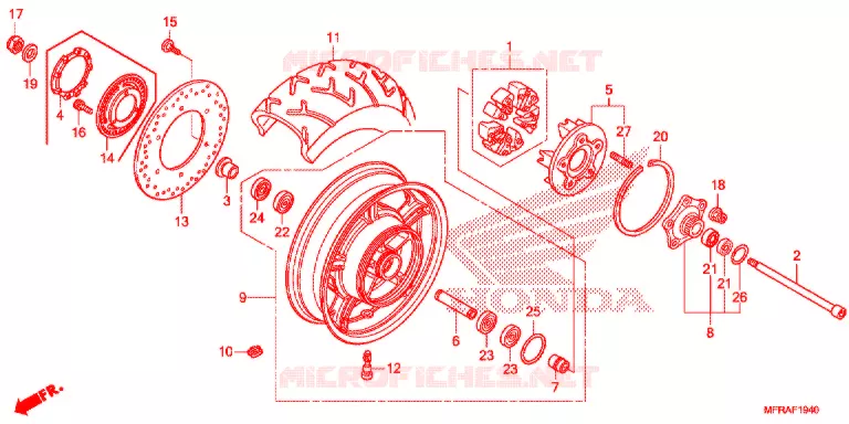 ROUE ARRIERE (VT1300CRA/CR/CSA/CS/CTA/CT) Honda MOTO 1300 VT 2013  VT1300CSAD