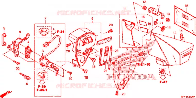 COUVERCLE LATERAL - OUTILS - CONTACTEUR A CLES Honda MOTO 1300 VT 2011  VT1300CSB_A