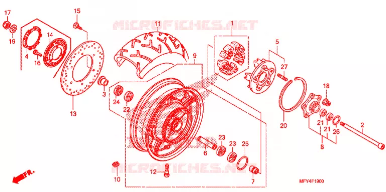 ROUE ARRIERE Honda MOTO 1300 VT 2011  VT1300CSB_A