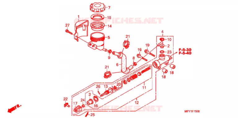 MAITRE-CYLINDRE DE FREIN ARRIERE Honda MOTO 1300 VT 2012  VT1300CSB_J