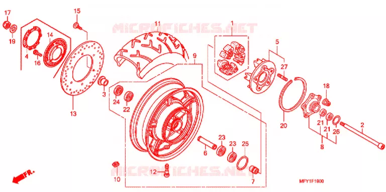 ROUE ARRIERE Honda MOTO 1300 VT 2011  VT1300CSB_J