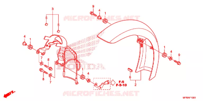 GARDE BOUE AVANT (VT1300CSA/CS) Honda MOTO 1300 VT 2013  VT1300CSD