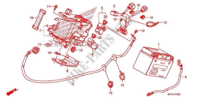 BATTERIE pour Honda VT 1300 INTERSTATE ABS de 2011