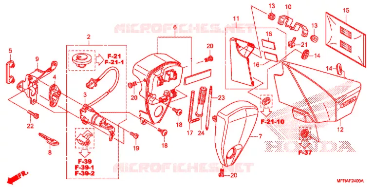COUVERCLE LATERAL - OUTILS - CONTACTEUR A CLES Honda MOTO 1300 VT 2013  VT1300CTAD
