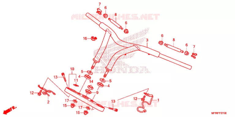 GUIDON - TE DE FOURCHE (VT1300CR/CRA/CT/CTA) Honda MOTO 1300 VT 2017  VT1300CTAF