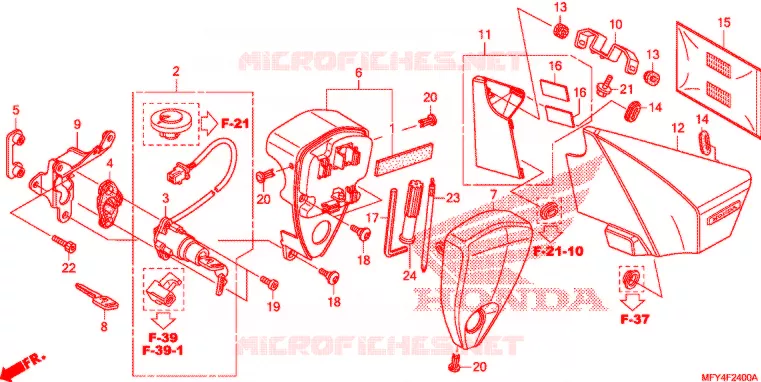 COUVERCLE LATERAL - OUTILS - CONTACTEUR A CLES Honda MOTO 1300 VT 2011  VT1300CTB