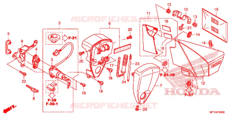 COUVERCLE LATERAL - OUTILS - CONTACTEUR A CLES Honda MOTO 1300 VT 2012  VT1300CTC