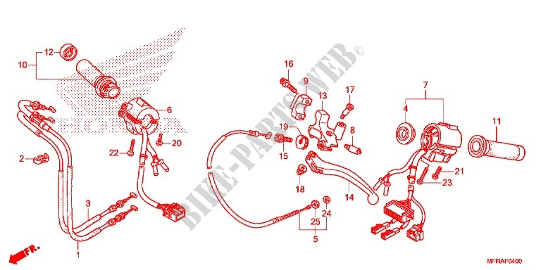 COMMODOS   POIGNEES   CABLES pour Honda VT 1300 INTERSTATE de 2013