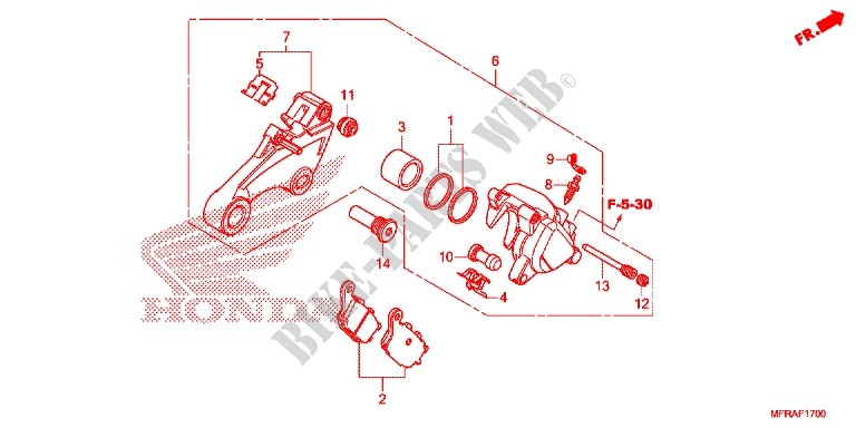 ETRIER DE FREIN ARRIERE (VT1300CR/CS/CT/CX) pour Honda VT 1300 INTERSTATE de 2013
