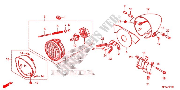 PHARE pour Honda VT 1300 INTERSTATE de 2013