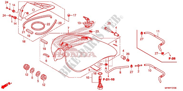 RESERVOIR A CARBURANT (VT1300CR/CRA/CT/CTA) pour Honda VT 1300 INTERSTATE de 2017