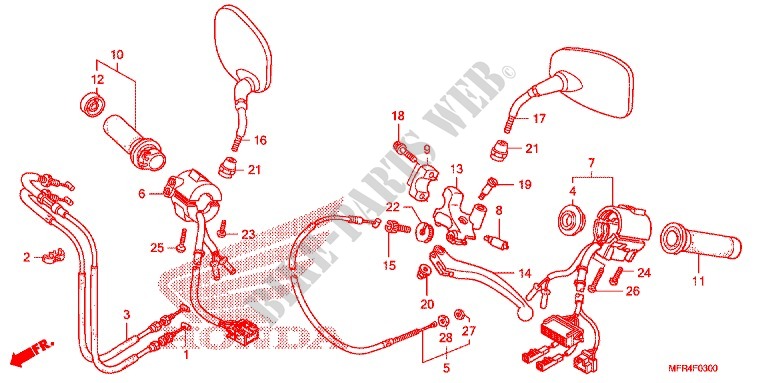 COMMODOS   POIGNEES   CABLES pour Honda VT 1300 FURY de 2010