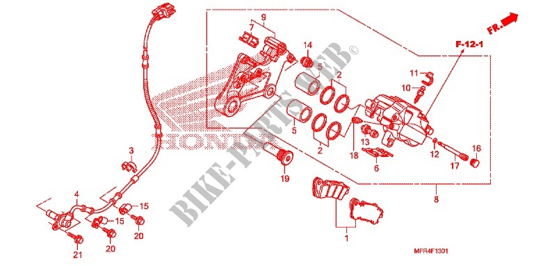 ETRIER DE FREIN ARRIERE (VT1300CXA) pour Honda VT 1300 C FURY ABS de 2011