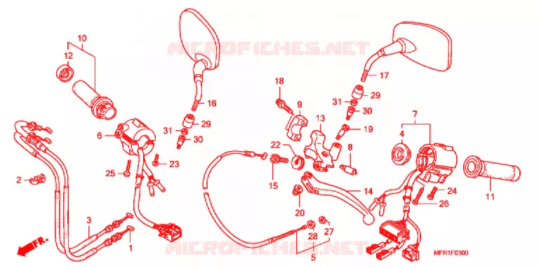 LEVIER DE GUIDON - CABLE - COMMODO Honda MOTO 1300 VT 2014  VT1300CXAC