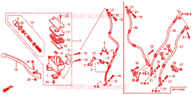 MAITRE CYLINDRE DE FREIN AVANT Honda MOTO 1300 VT 2016  VT1300CXAF_J