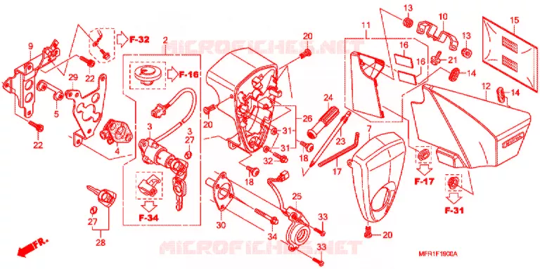 COUVERCLE LATERAL - OUTILS - CONTACTEUR A CLES Honda MOTO 1300 VT 2016  VT1300CXAF_J
