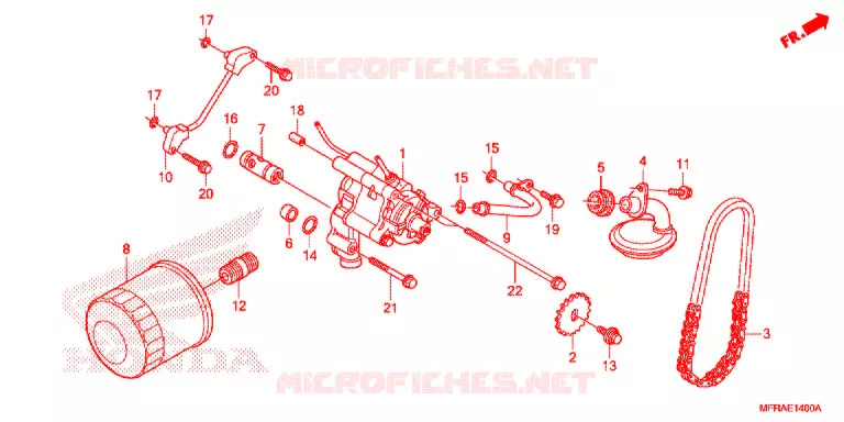 FILTRE A HUILE - POMPE A HUILE Honda MOTO 1300 VT 2013  VT1300CXD