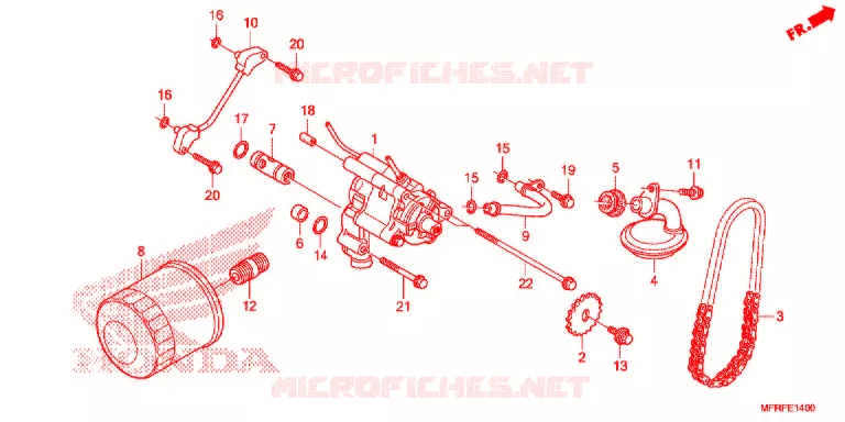 FILTRE A HUILE - POMPE A HUILE Honda MOTO 1300 VT 2015  VT1300CXF