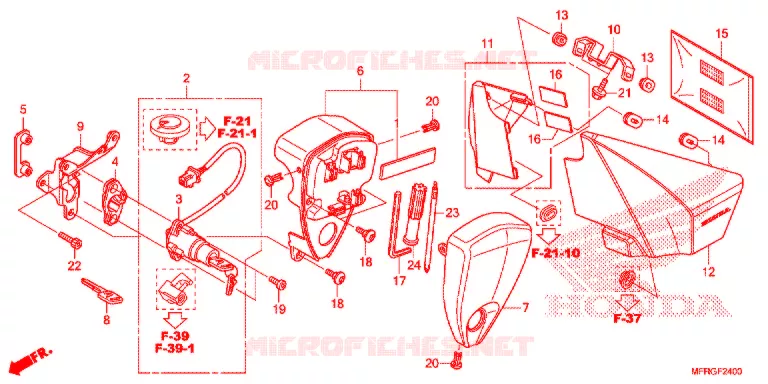 COUVERCLE LATERAL - OUTILS - CONTACTEUR A CLES Honda MOTO 1300 VT 2016  VT1300CXG