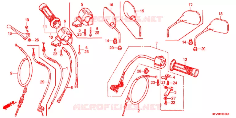 LEVIER DE GUIDON - CABLE - COMMODO Honda MOTO 100 C100 2005  C100M4_MA