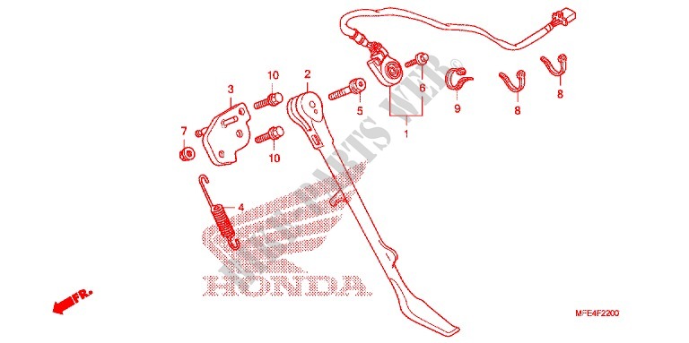 BEQUILLE LATERALE pour Honda SHADOW VT 750 SPIRIT de 2008