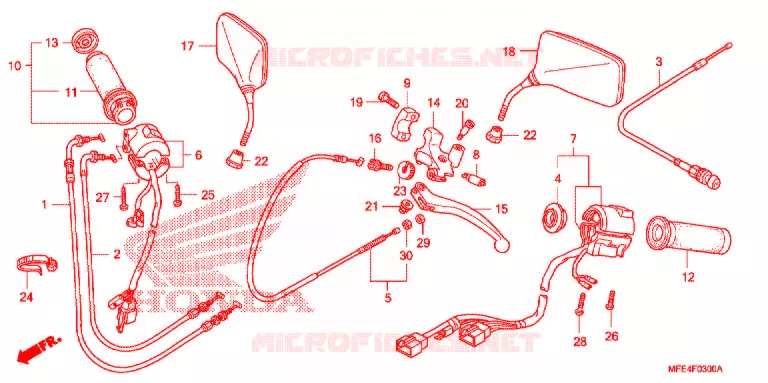 LEVIER DE GUIDON - CABLE - COMMODO Honda MOTO 750 SHADOW 2008  VT750C28_A