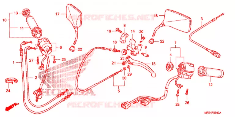 LEVIER DE GUIDON - CABLE - COMMODO Honda MOTO 750 SHADOW 2008  VT750C28_A