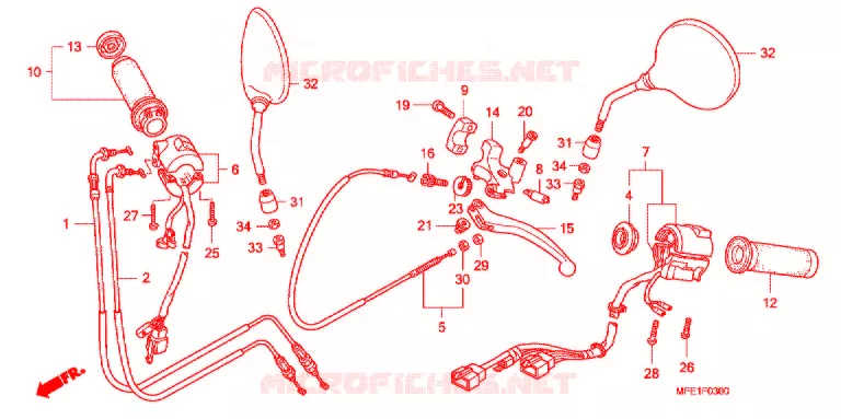LEVIER DE GUIDON - CABLE - COMMODO Honda MOTO 750 SHADOW 2010  VT750C2BA