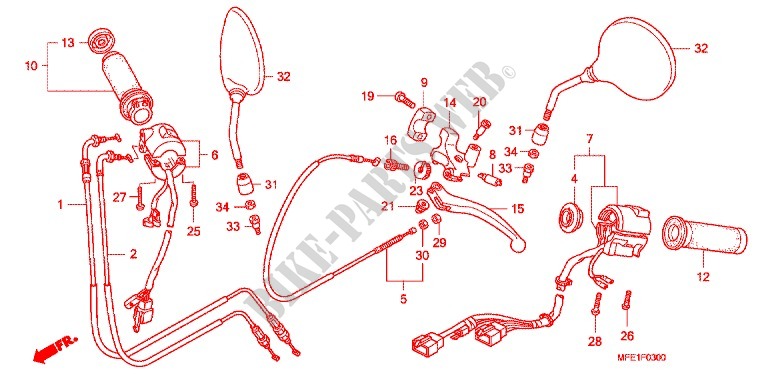 LEVIER DE GUIDON   CABLE   COMMODO pour Honda SHADOW VT 750 PHANTOM de 2011