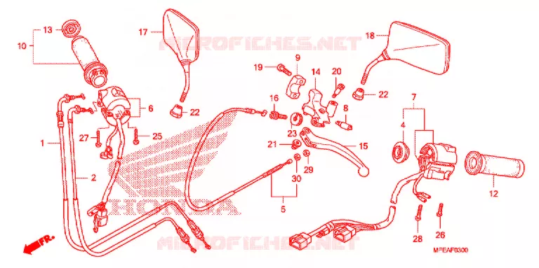 LEVIER DE GUIDON - CABLE - COMMODO Honda MOTO 750 SHADOW 2010  VT750C2BA_A