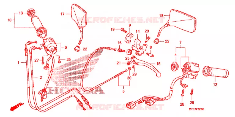 LEVIER DE GUIDON - CABLE - COMMODO Honda MOTO 750 SHADOW 2010  VT750C2BA_A