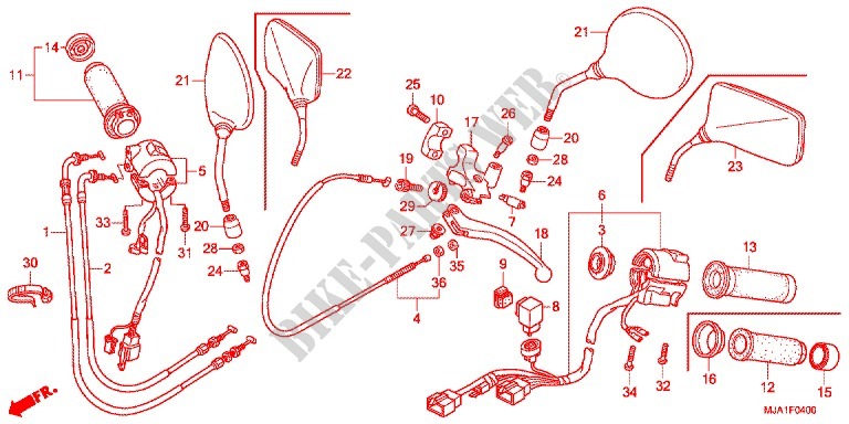 LEVIER DE GUIDON   CABLE   COMMODO pour Honda SHADOW VT 750 PHANTOM de 2012