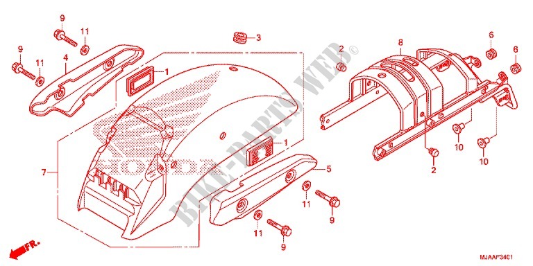 GARDE BOUE ARRIERE (VT750C2/C2B/C2F/C2S) pour Honda SHADOW VT 750 PHANTOM de 2013
