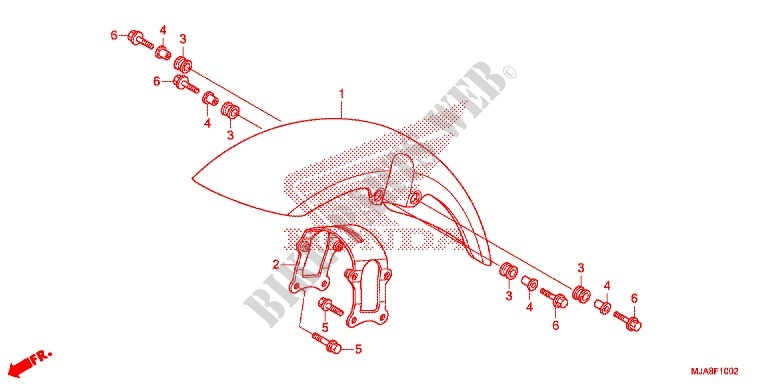 GARDE BOUE AVANT (VT750C2B) pour Honda SHADOW VT 750 PHANTOM de 2014
