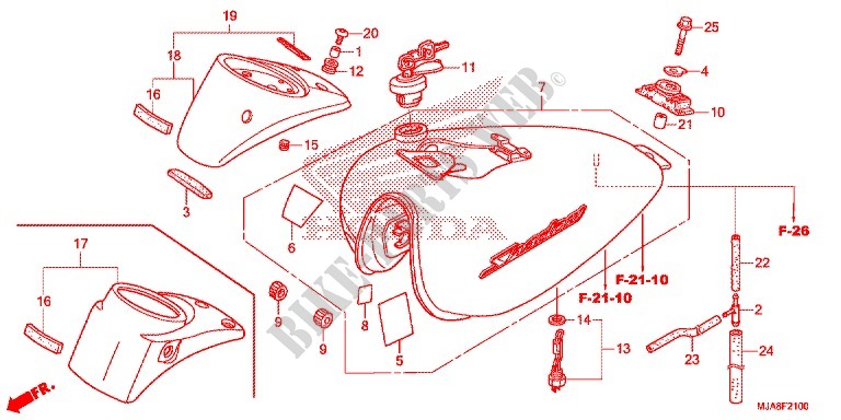 RESERVOIR A CARBURANT pour Honda SHADOW VT 750 PHANTOM de 2014