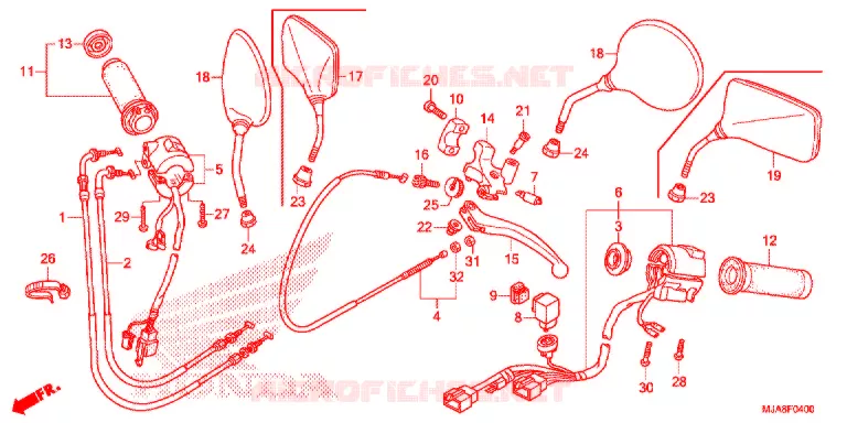 LEVIER DE GUIDON - CABLE - COMMODO Honda MOTO 750 SHADOW 2014  VT750C2FE