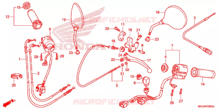 COMMODOS - POIGNEES - CABLES - MIROIR Honda MOTO 750 SHADOW 2008  VT750C8_A