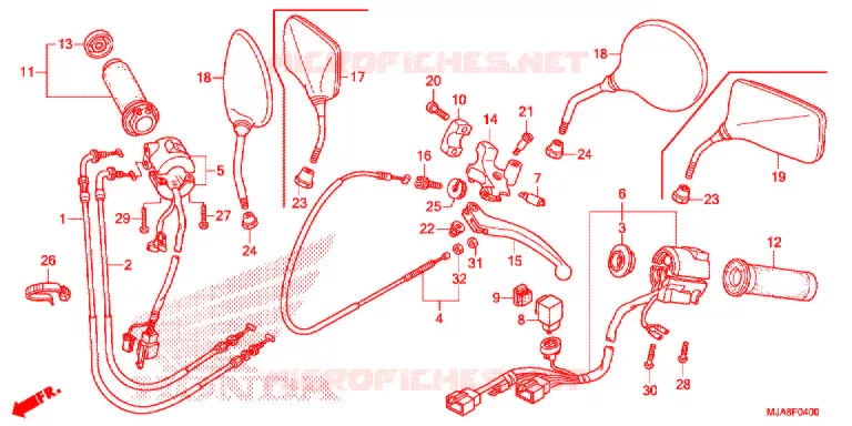 LEVIER DE GUIDON - CABLE - COMMODO Honda MOTO 750 SHADOW 2014  VT750CAE