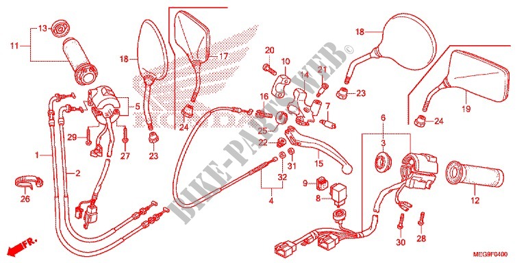 LEVIER DE GUIDON   CABLE   COMMODO pour Honda SHADOW VT 750 AERO de 2011