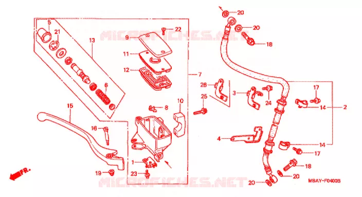 MAITRE CYLINDRE DE FREIN AVANT Honda MOTO 750 SHADOW 2001  VT750CD21