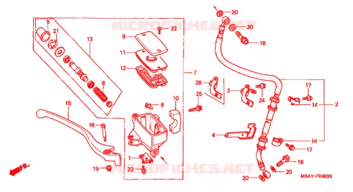 MAITRE CYLINDRE DE FREIN AVANT Honda MOTO 750 SHADOW 2001  VT750CD21