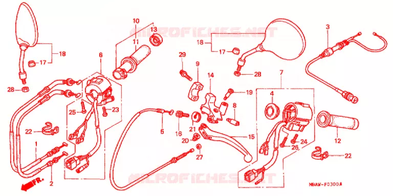 COMMODO - LEVIER - CABLE Honda MOTO 750 SHADOW 1998  VT750CD2W