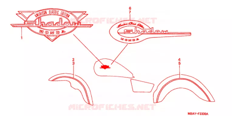 AUTOCOLLANTS Honda MOTO 750 SHADOW 2000  VT750CD2Y