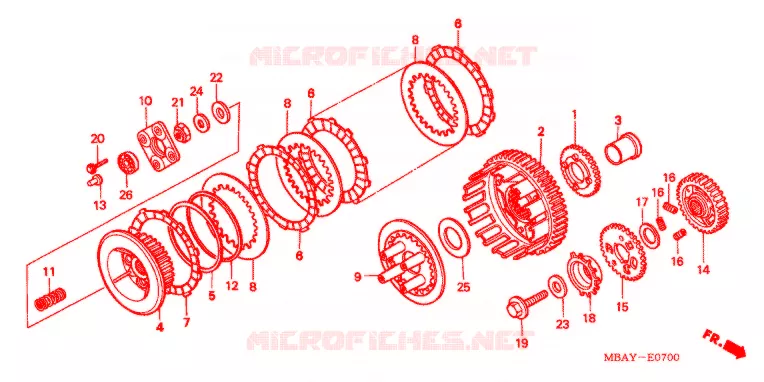 EMBRAYAGE Honda MOTO 750 SHADOW 2000  VT750CD2Y