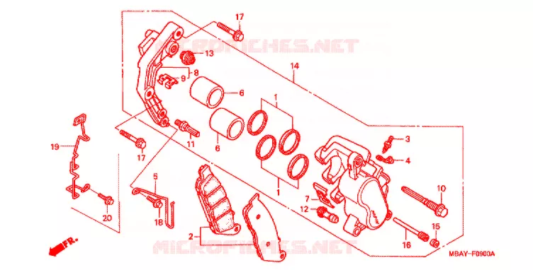 ETRIER DE FREIN AVANT Honda MOTO 750 SHADOW 2000  VT750CD2Y