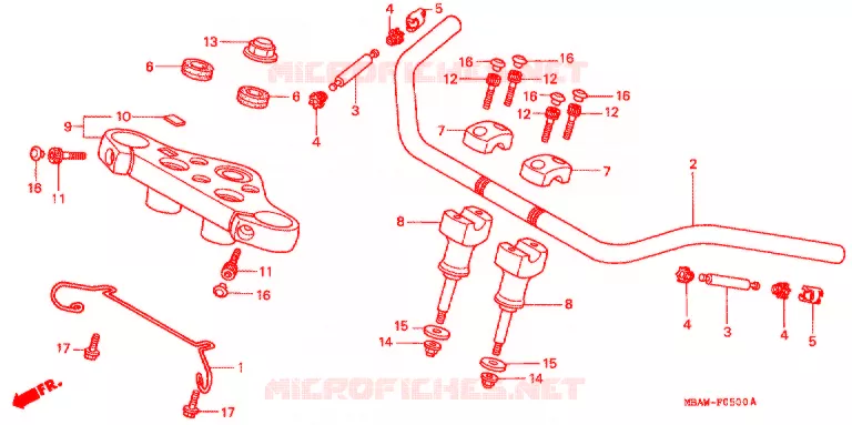 GUIDON - TE DE FOURCHE Honda MOTO 750 SHADOW 1998  VT750CD3W