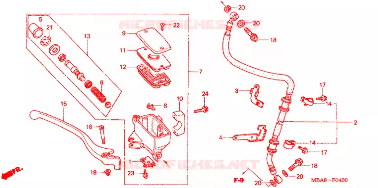 MAITRE CYLINDRE DE FREIN AVANT Honda MOTO 750 SHADOW 2002  VT750CDA2