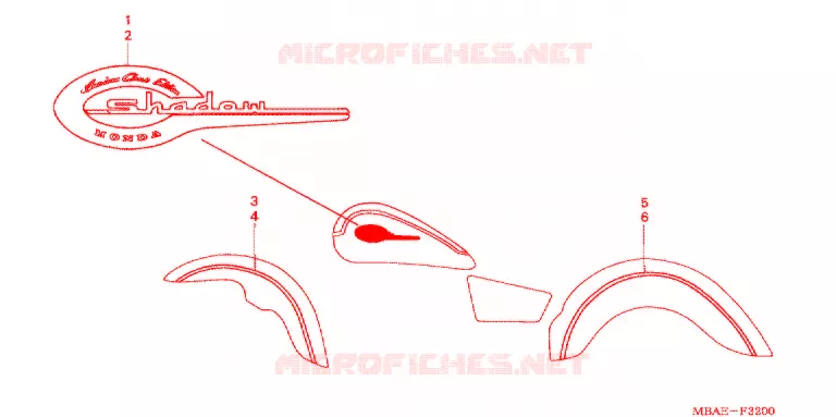 AUTOCOLLANTS (VT750CDA/CDB/CDC) Honda MOTO 750 SHADOW 2003  VT750CDA3