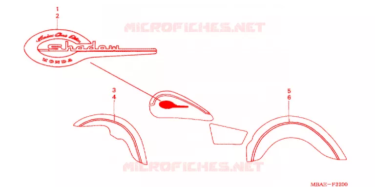 AUTOCOLLANTS (VT750CDA/CDB/CDC) Honda MOTO 750 SHADOW 2002  VT750CDB2